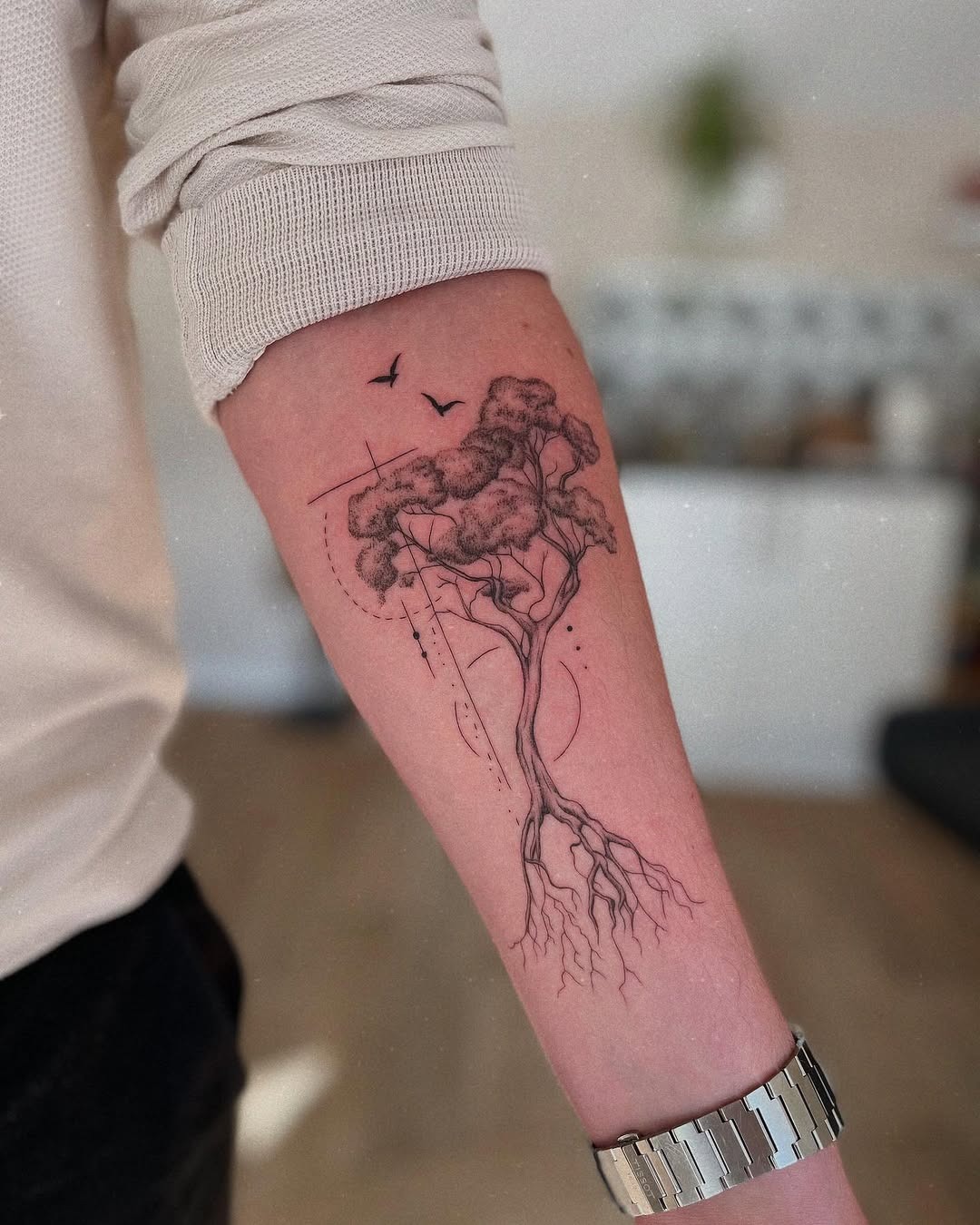 Elegant roots tattoo design on forearm Tattoo Design