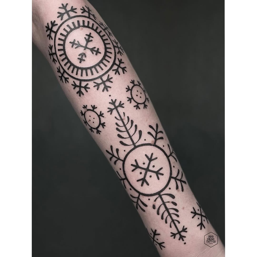 Intricate geometric roots tattoo design on forearm Tattoo Design