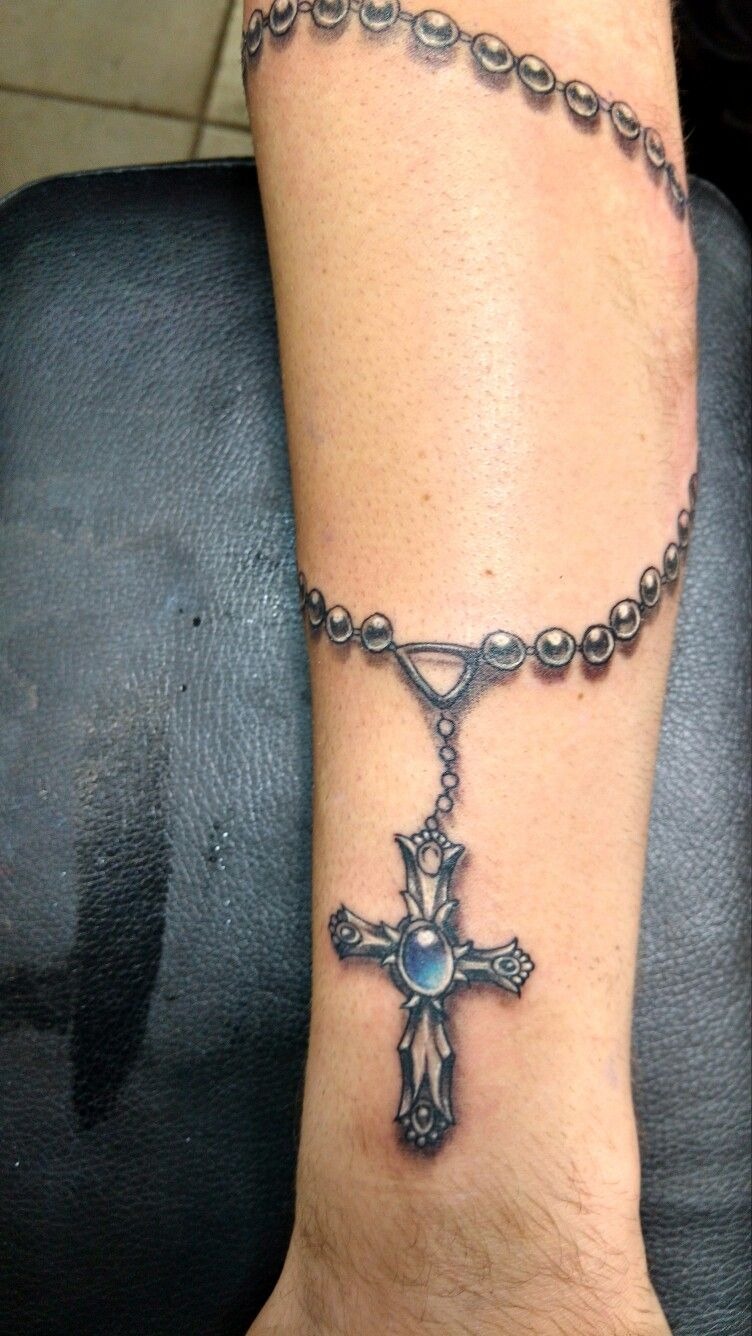 Jewel Cross Rosary Forearm Tattoo Tattoo Design