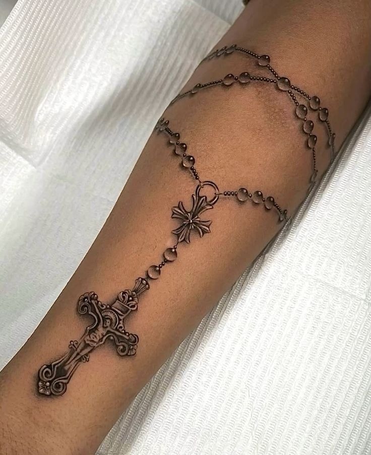 Ornamental Rosary Forearm Design Tattoo Design