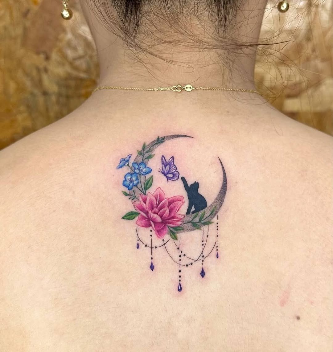 A whimsical moonlit rose tattoo design Tattoo Design