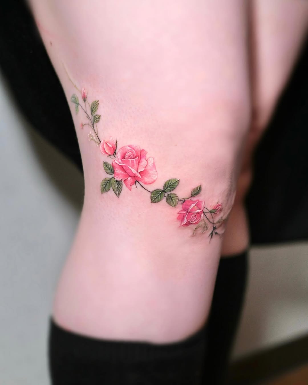 Elegant rose tattoo design on a knee Tattoo Design