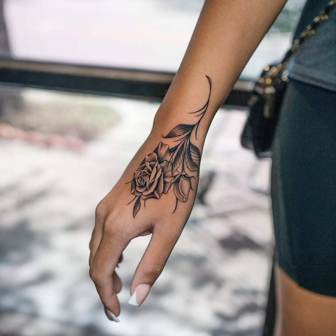 Elegant rose tattoo showcasing intricate details Tattoo Design