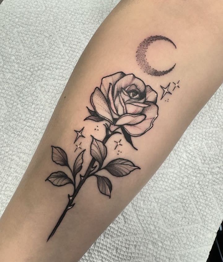 Celestial Flower Magic Tattoo Design