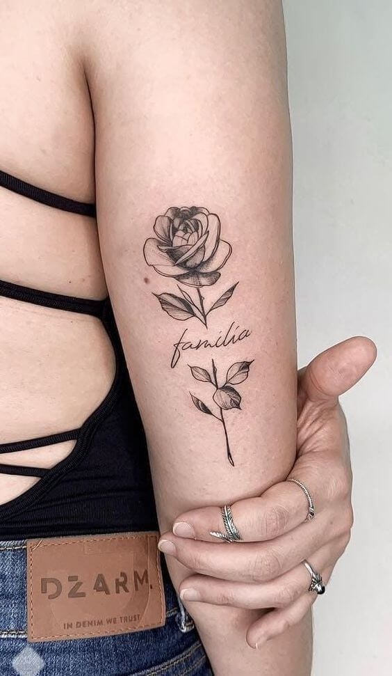 Minimalist rose with a family theme Tattoo Design
