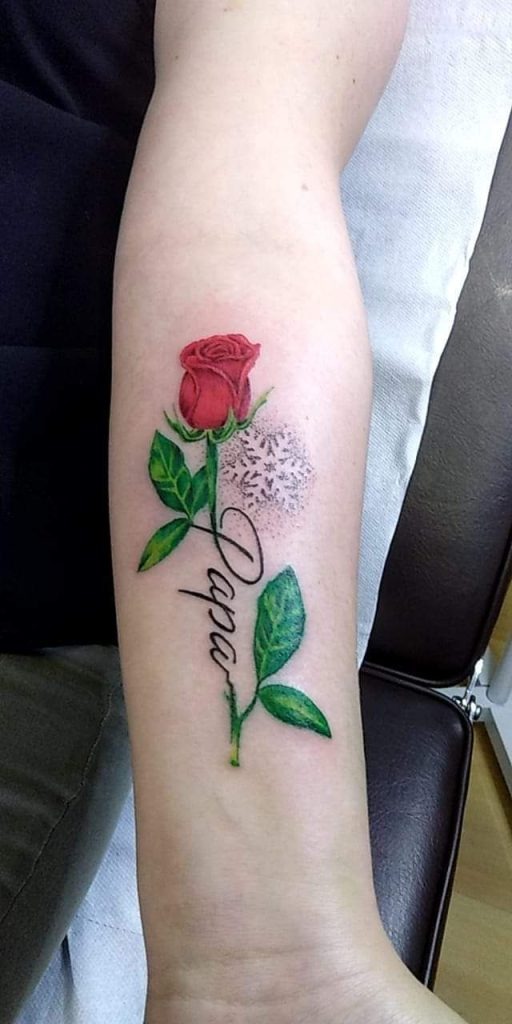 Personalized rose with a whisper of memory Tattoo Design