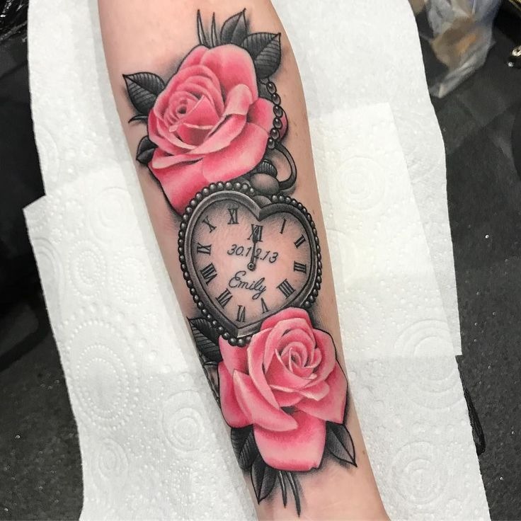 Timeless memory with a romantic heart Tattoo Design