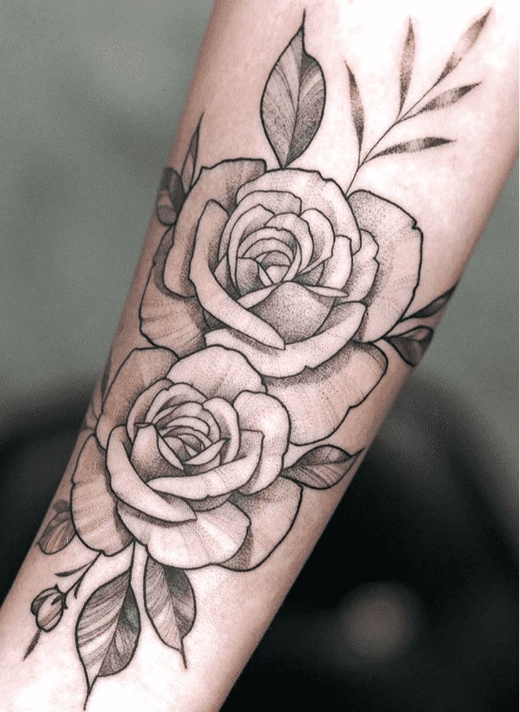 Vintage-inspired floral shading Tattoo Design