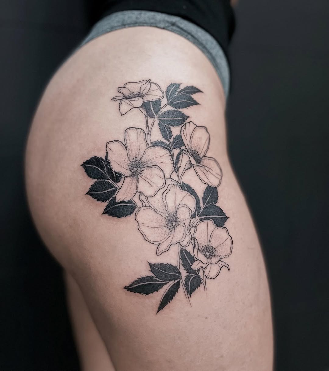 Stunning Black and White Rose Tattoo Design Tattoo Design