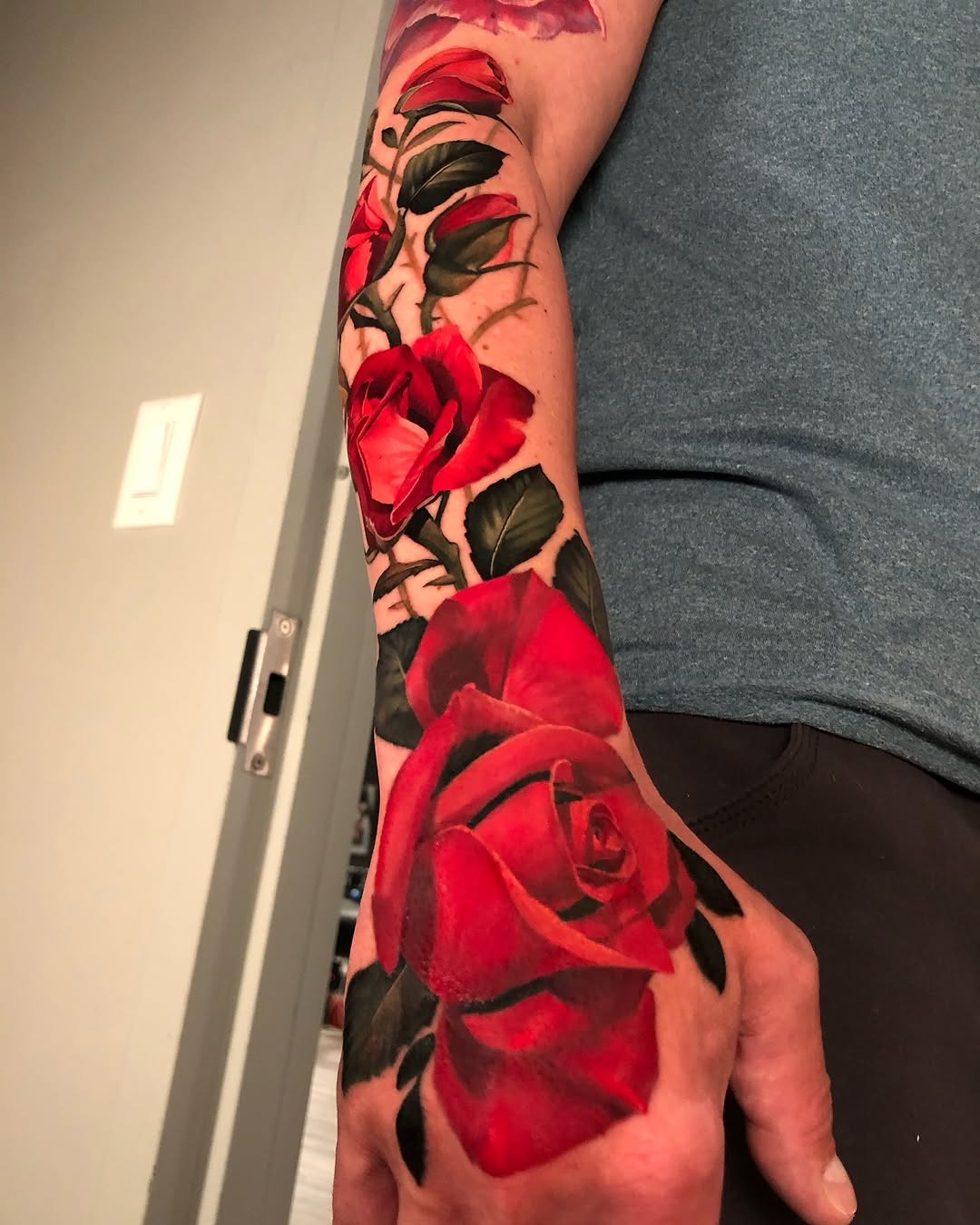 Stunning Full Arm Rose Tattoo Design Tattoo Design