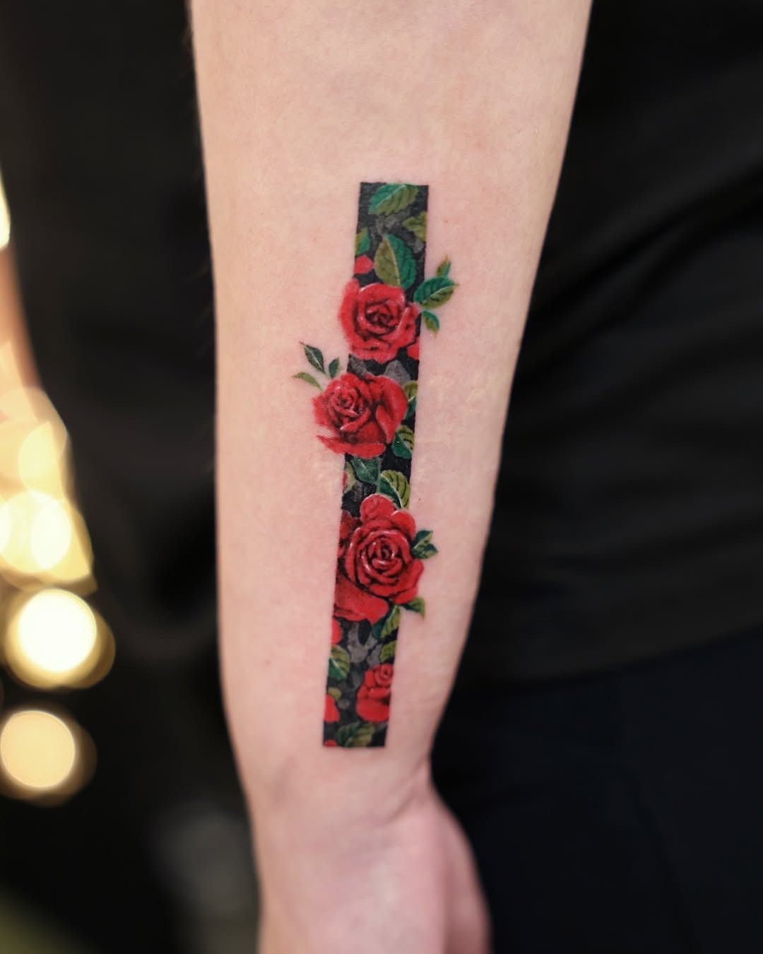Stunning vertical rose tattoo design Tattoo Design