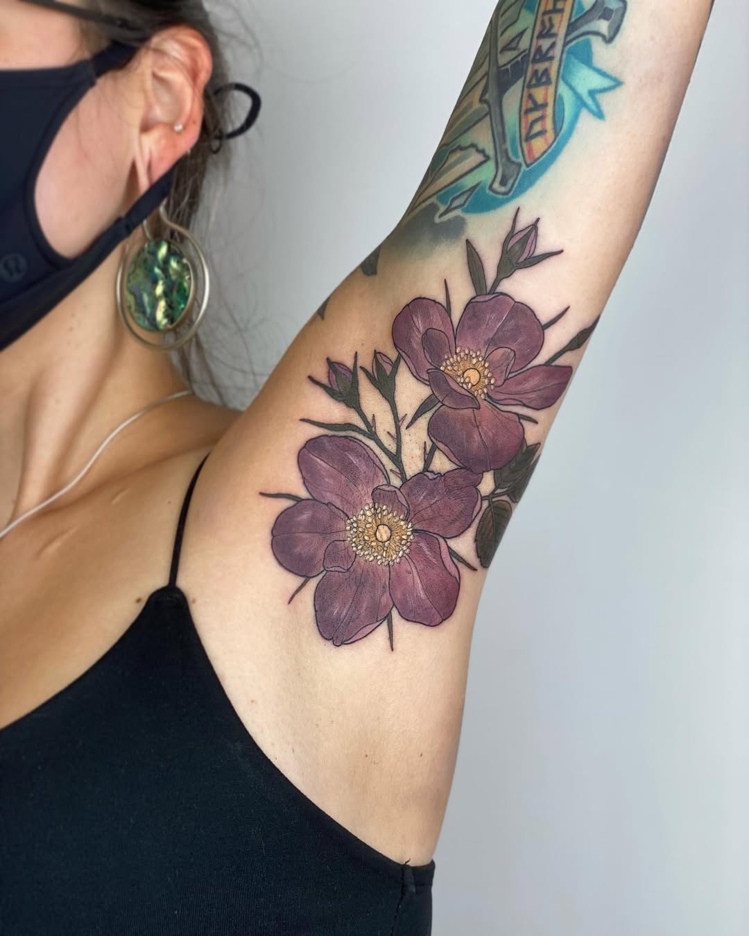 Stylish rose tattoos on armpit area Tattoo Design