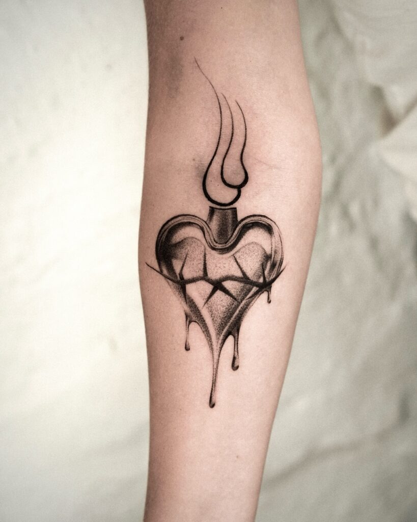 Delicate Sacred Heart Hand Tattoo Tattoo Design