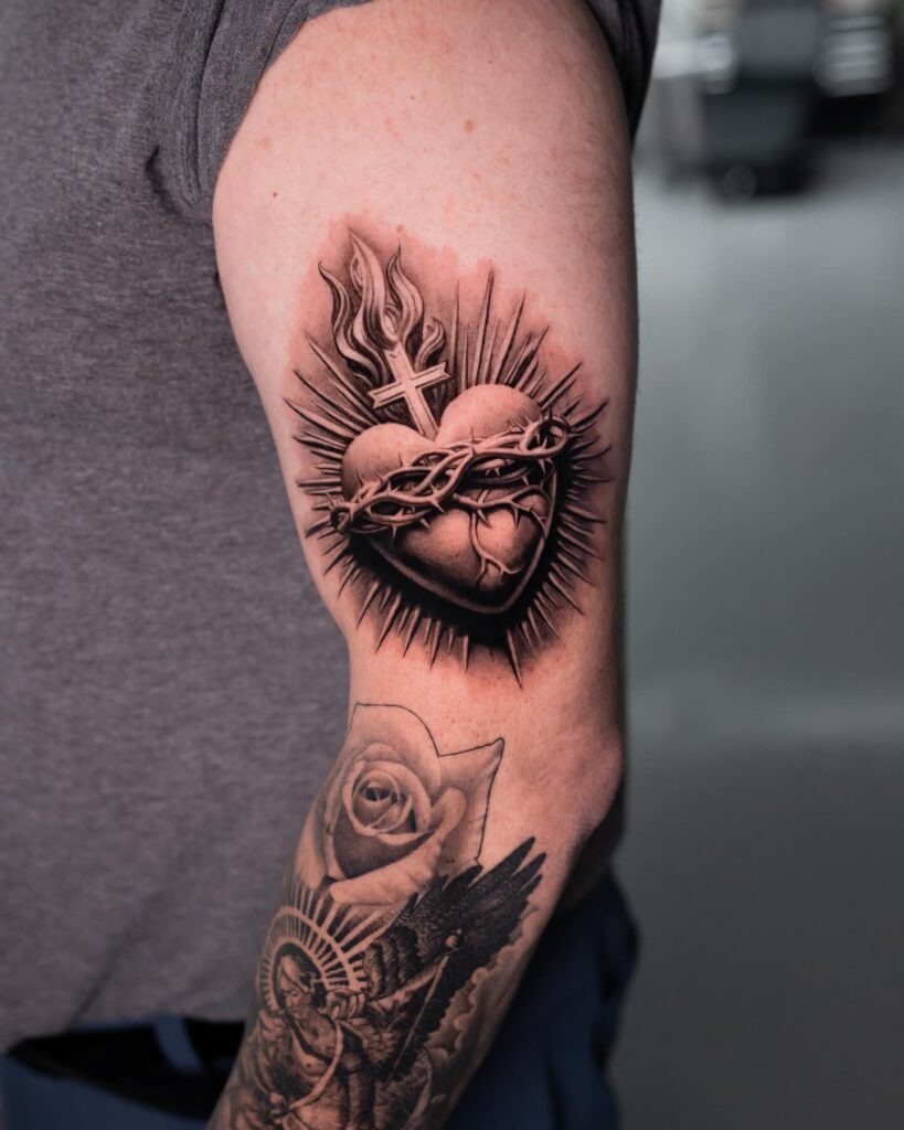 Sacred Heart Tattoo Ideas for Men Tattoo Design