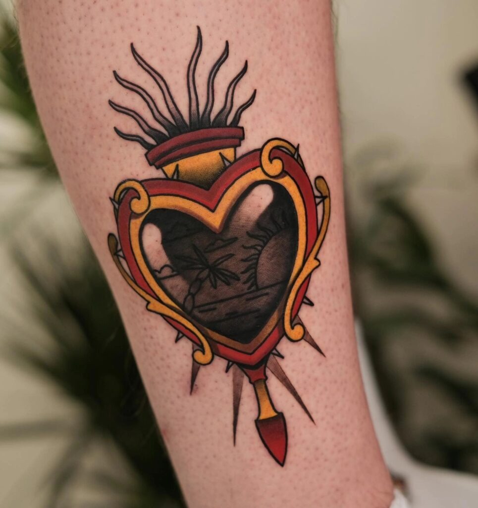 Sacred Heart with Mace and Chains Tattoo Tattoo Design