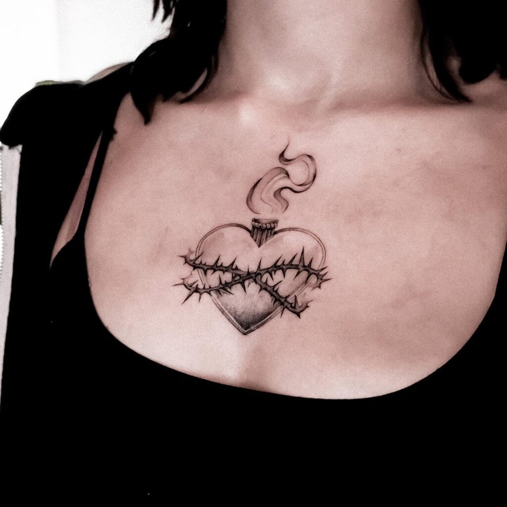 Sacred Heart with Thorns and Blood Tattoo Tattoo Design