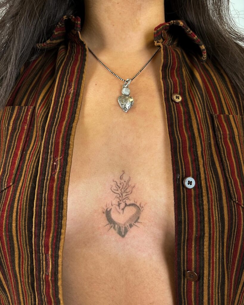 Small Sacred Heart with Crown and Wings Tattoo Tattoo Design
