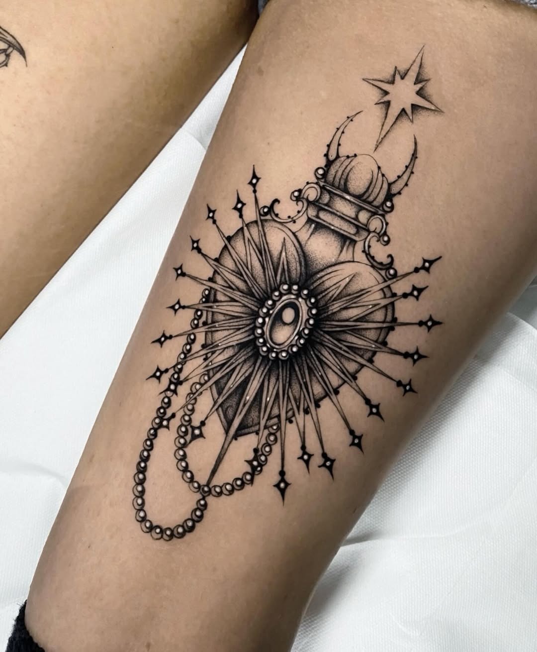 Intricate sacrification tattoo with gothic elements Tattoo Design