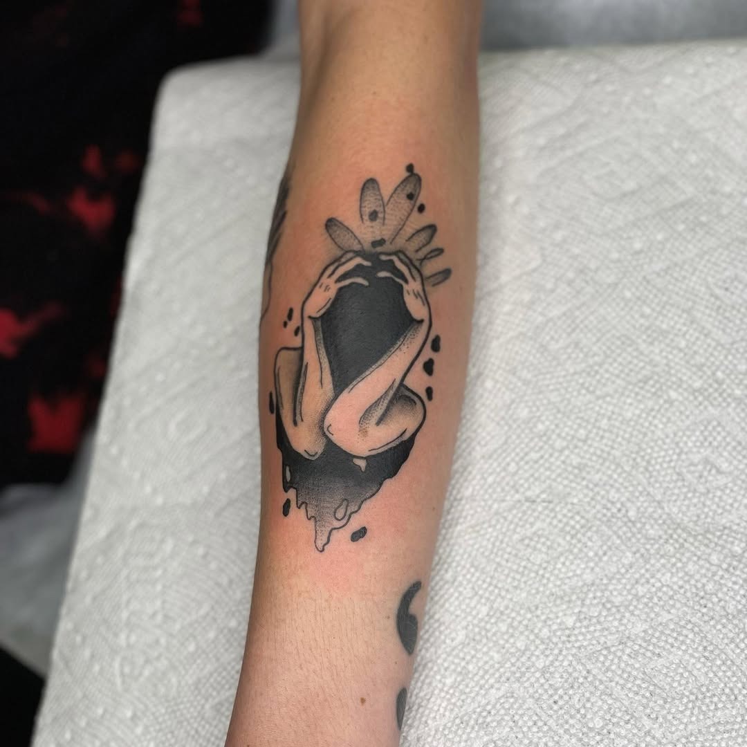 A poignant expression of sorrow and solitude Tattoo Design