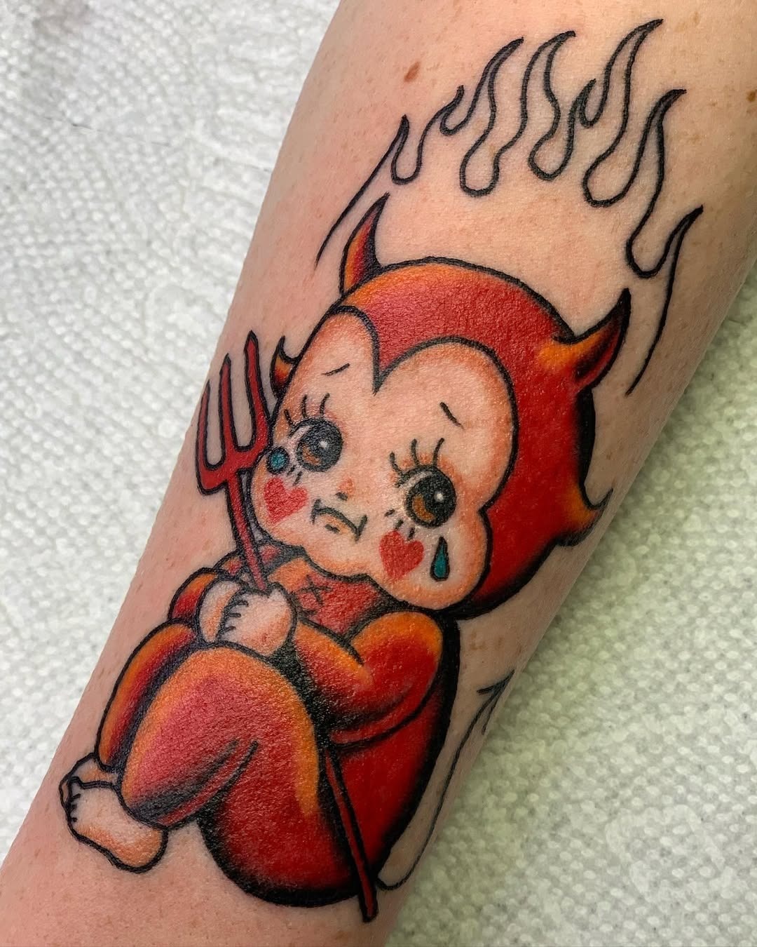 A whimsical yet melancholic devil tattoo design. Tattoo Design
