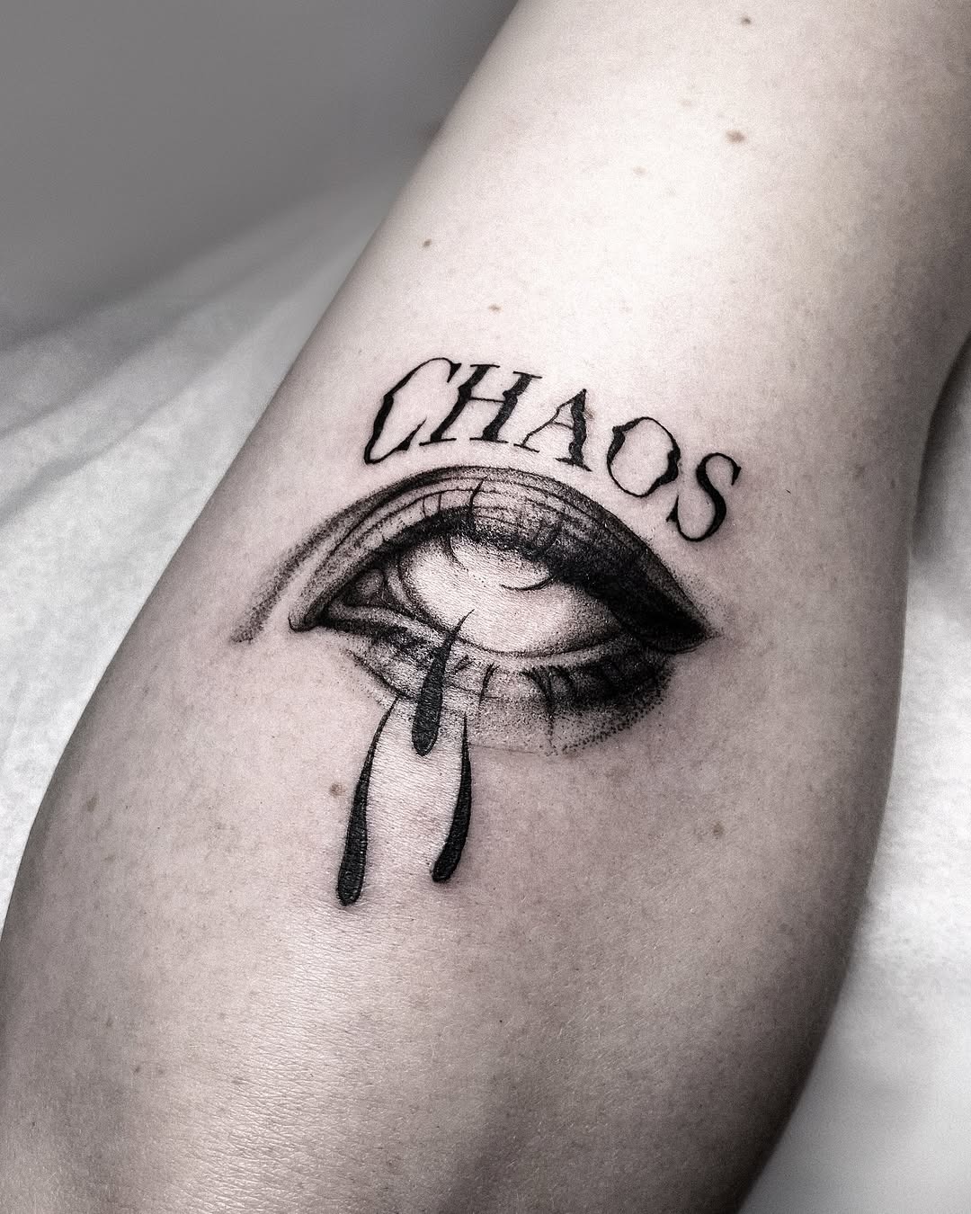 Emotional chaos captured in ink on skin Tattoo Design