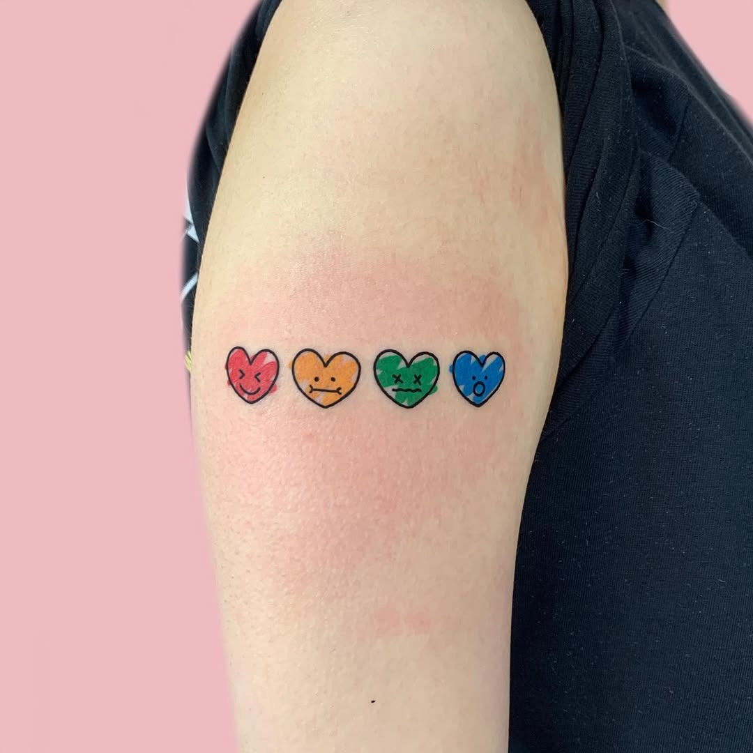 Emotional Hearts: A Palette of Feelings Tattoo Design
