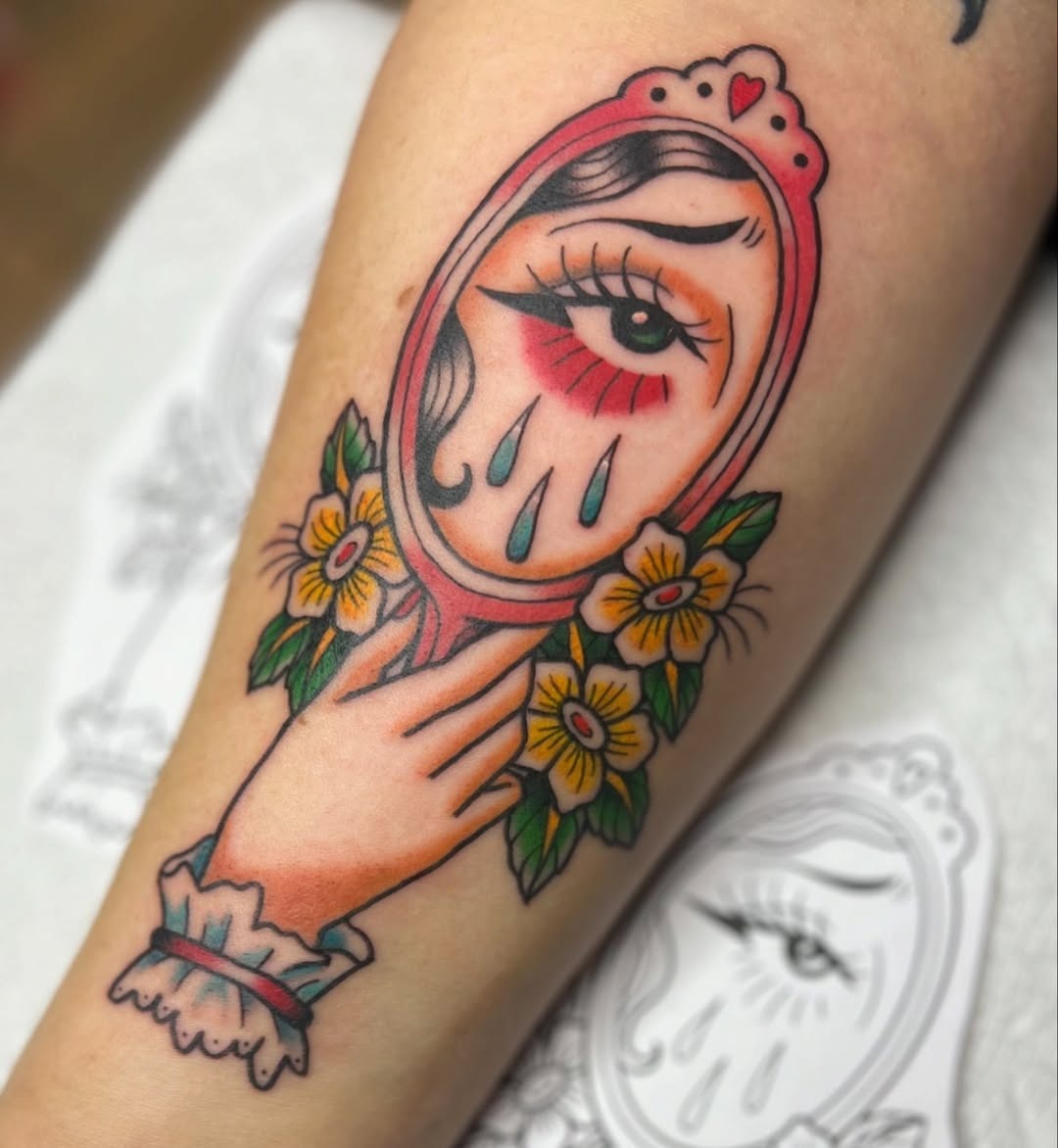 Emotional reflection in a vibrant tattoo design Tattoo Design