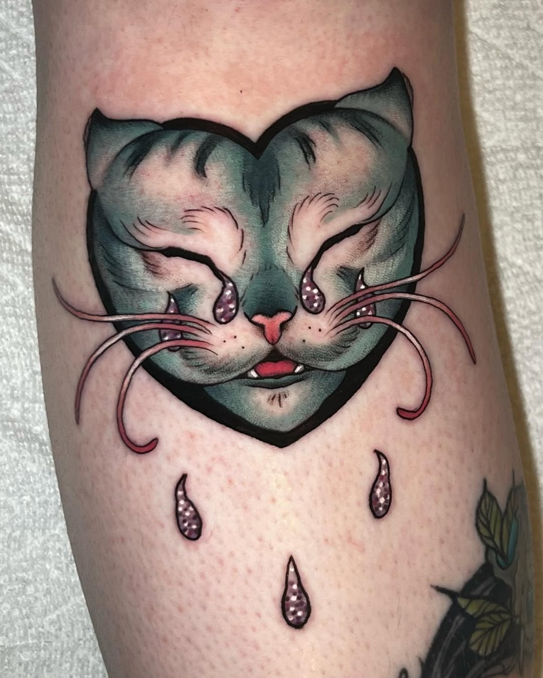 Heartfelt sadness in feline form Tattoo Design