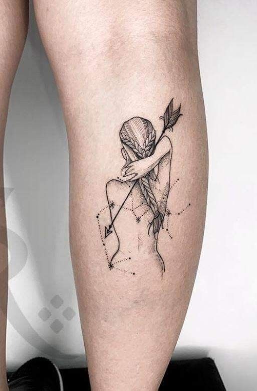 Feminine Sagittarius Constellation Figure Tattoo Design