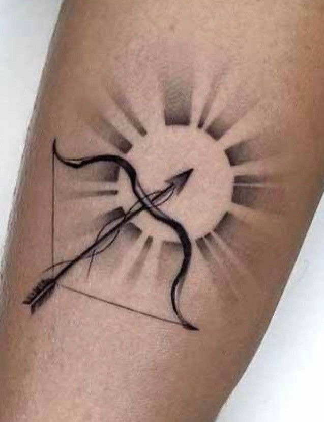Sun and Bow Sagittarius Emblem Tattoo Design