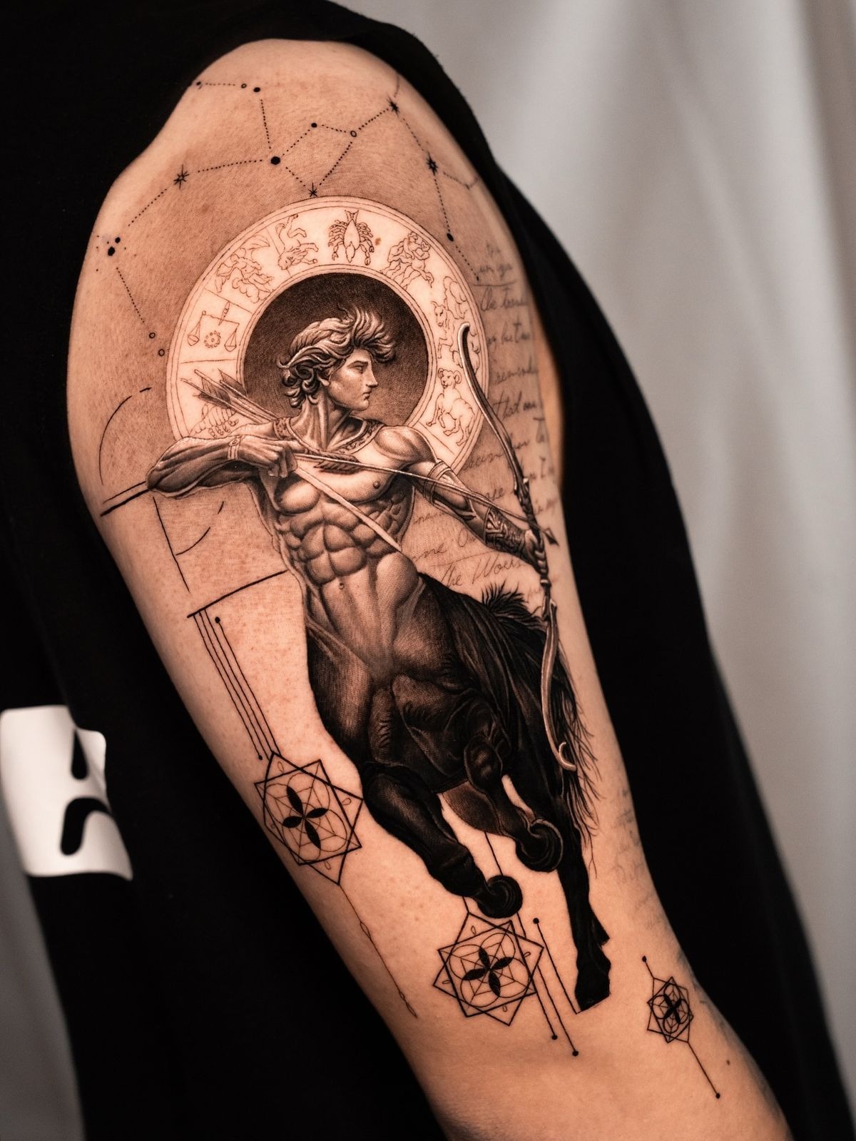 Zodiac Wheel Centaur Archer Tattoo Design
