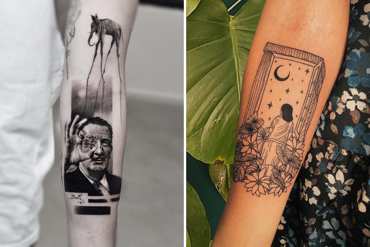 31+ Salvador Dali Tattoo Ideas & Inspiration Featured Lookbook Collage