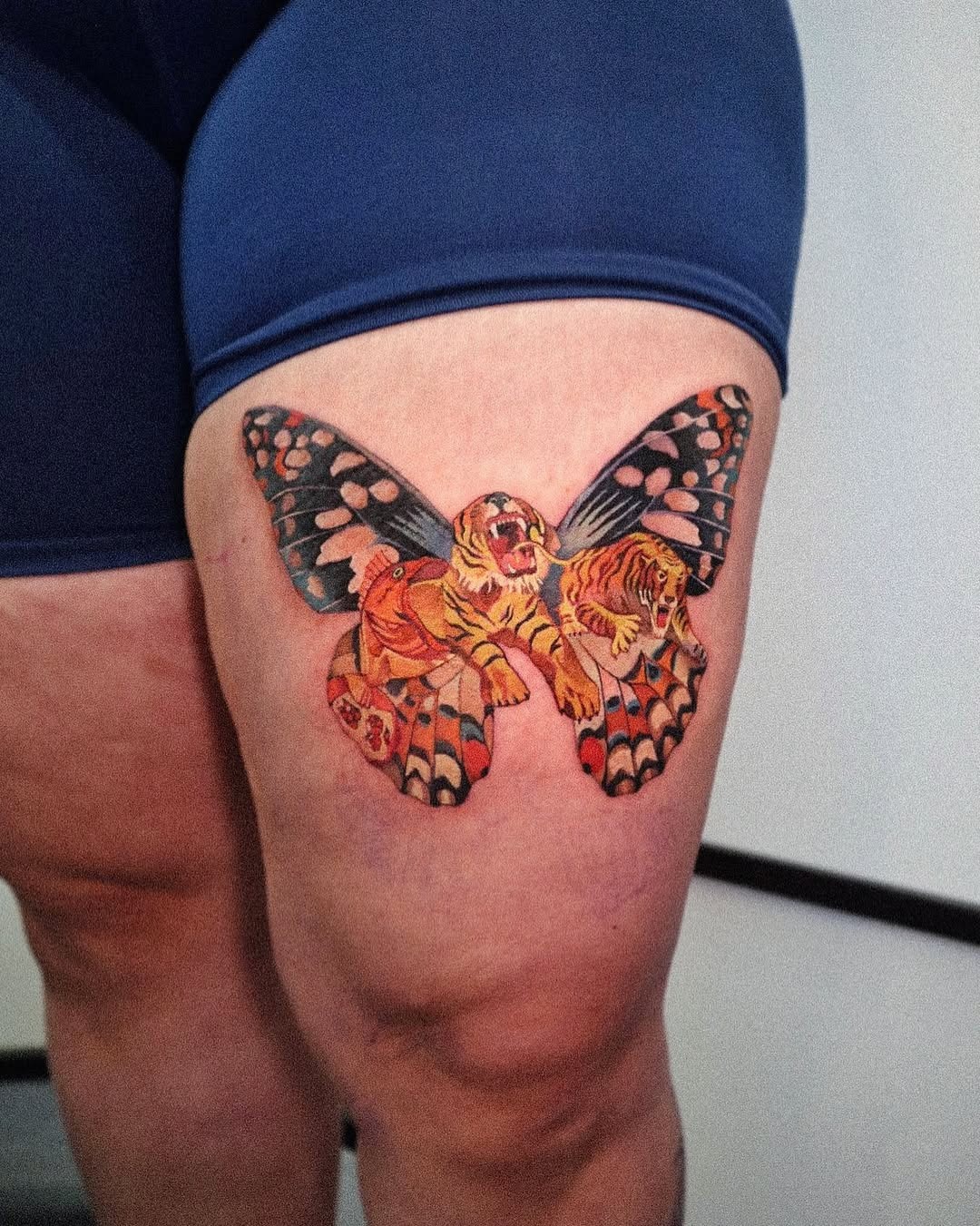 Unique fusion of tigers and butterfly wings Tattoo Design