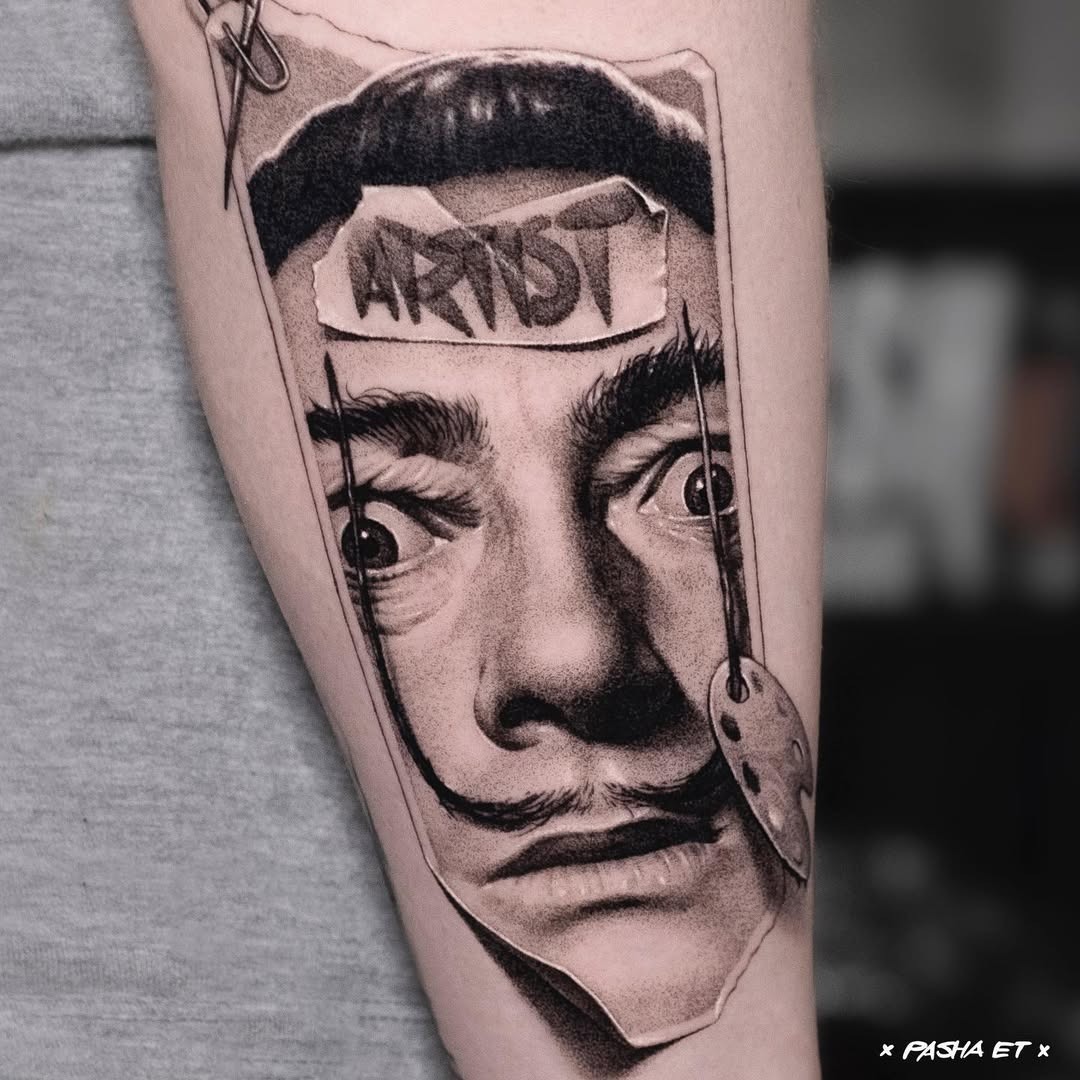 Whimsical Salvador Dali tattoo with surreal elements Tattoo Design