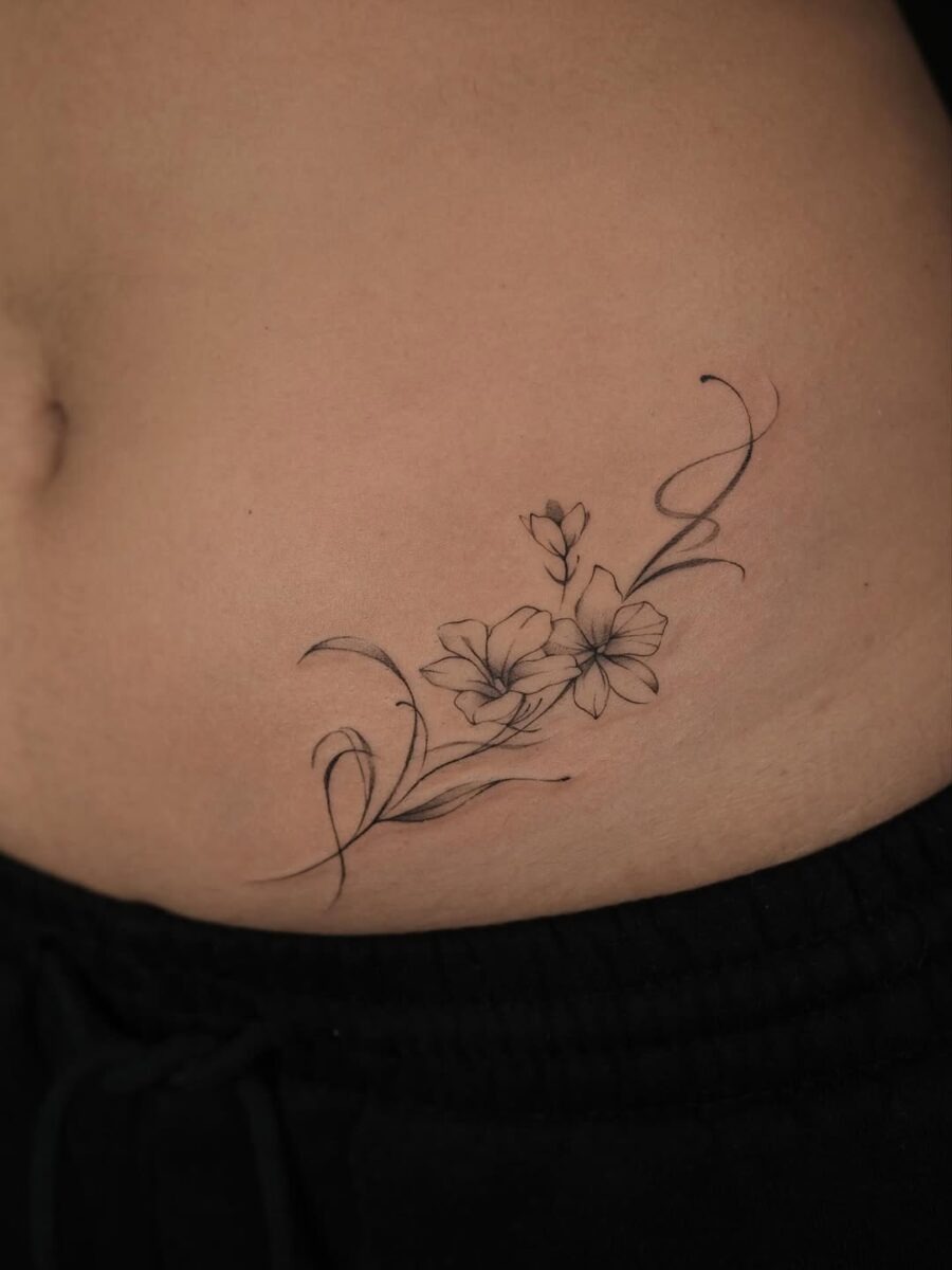 Elegant sampaguita tattoo hugging the body Tattoo Design