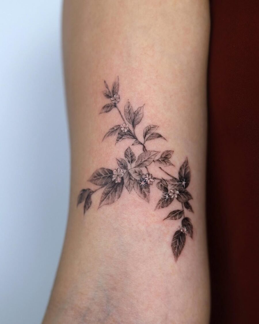 Elegant Sampaguita Tattoo with Detailed Floral Elements Tattoo Design