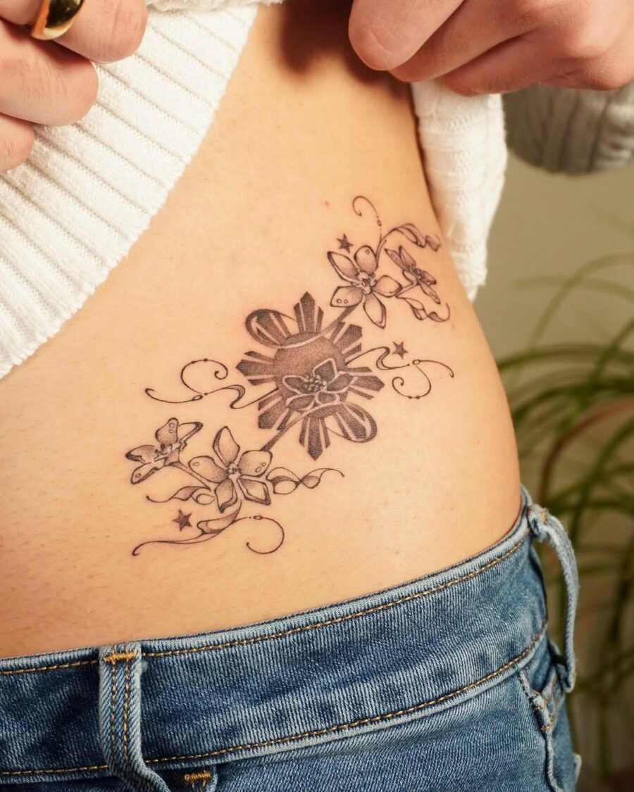 Elegant sampaguita tattoo with whimsical elements Tattoo Design