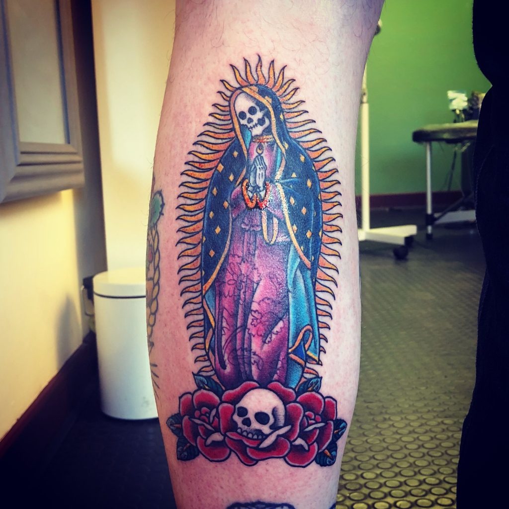 Devotional Santa Muerte with Radiant Halo tattoo design