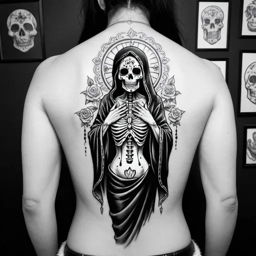 Sacred Silhouette with Skeletal Grace tattoo design