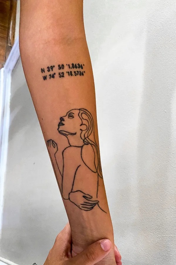 Abstract Line Art and Coordinates Tattoo Design
