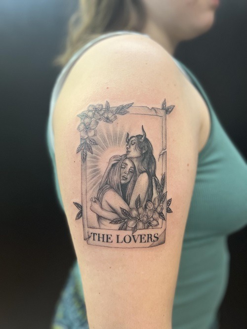 Ethereal Lovers Embracing Nature Tattoo Design