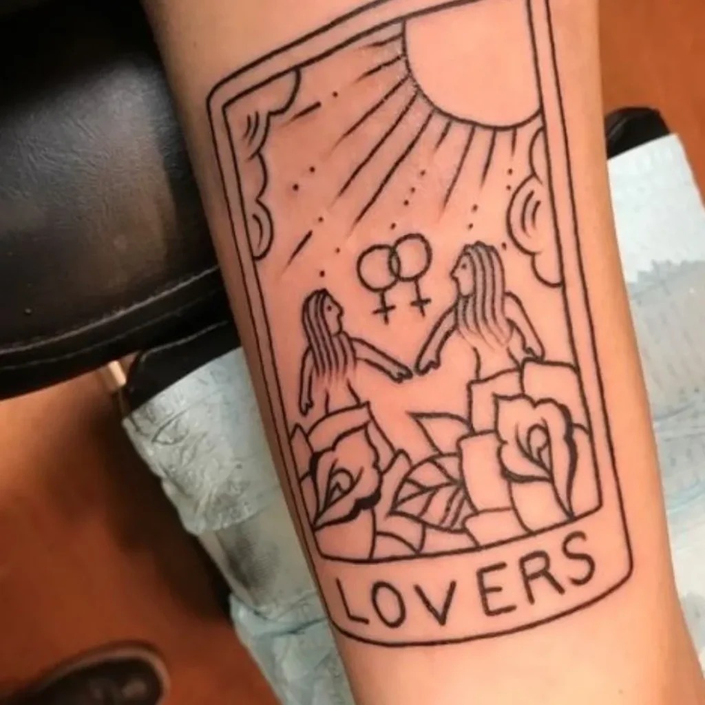 Tarot-Inspired Lovers Design Tattoo Design