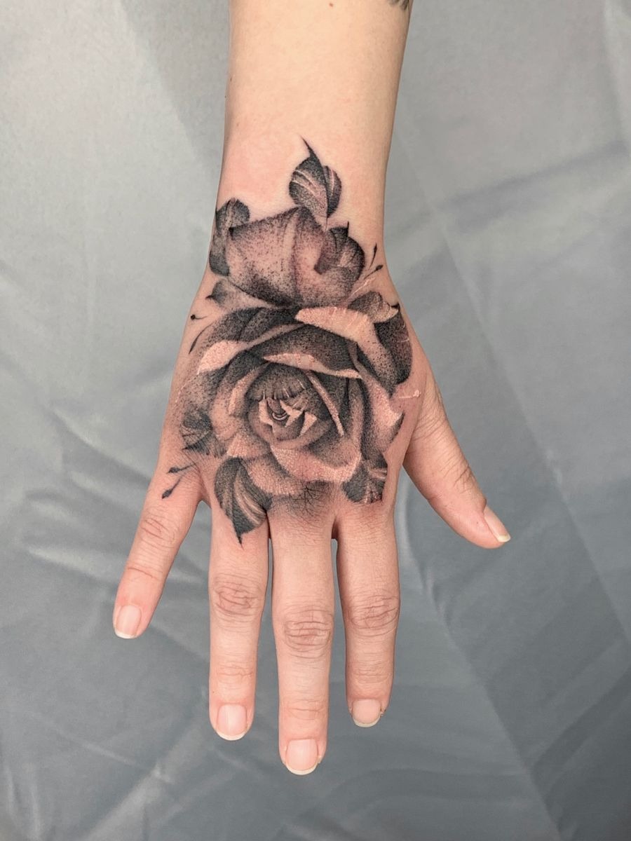 Bold Blackwork Ringed Planet Tattoo Design