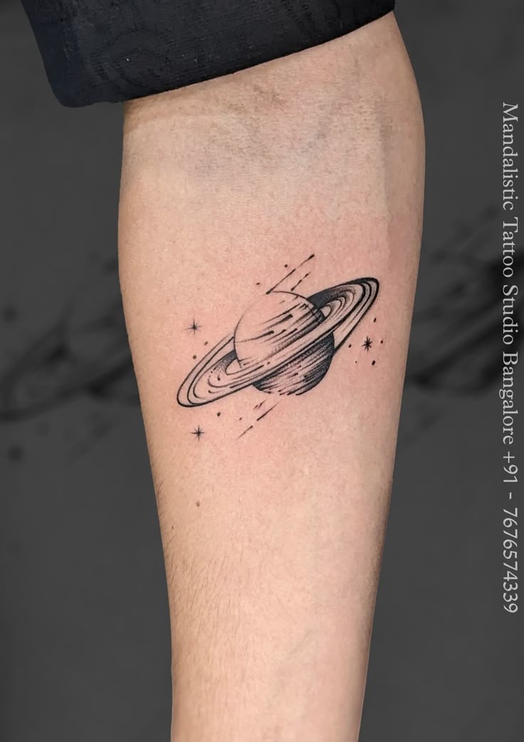 Disco-Ball Saturn Sparkle Tattoo Design
