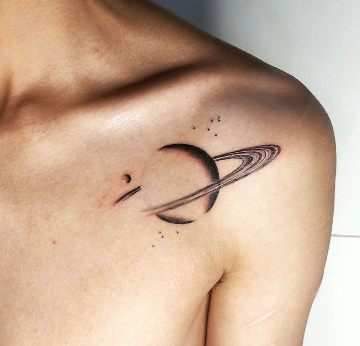 Dotwork Solar System with Saturn Tattoo Design