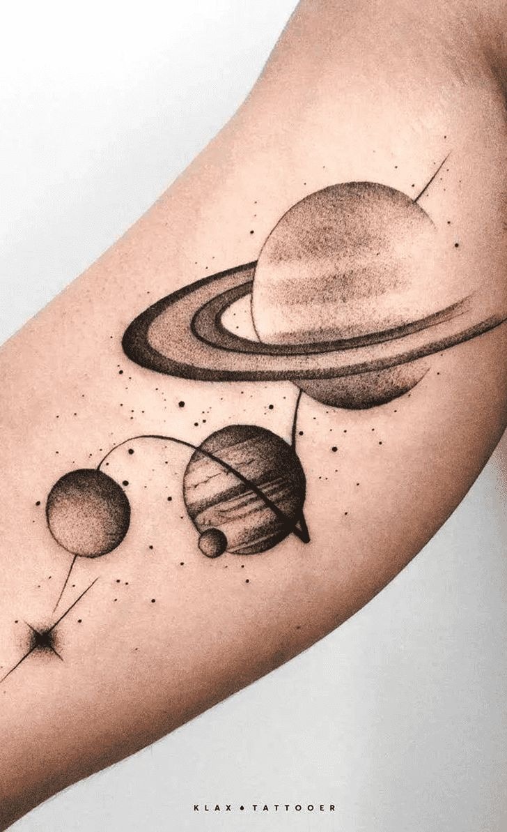 Orbit Chain Saturn Layout Tattoo Design