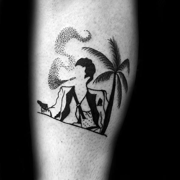 Back Piece Tony With Palms Tattoo Design
