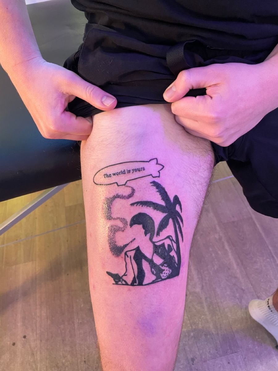 Full-Color Tony and Elvira Sleeve Tattoo Design