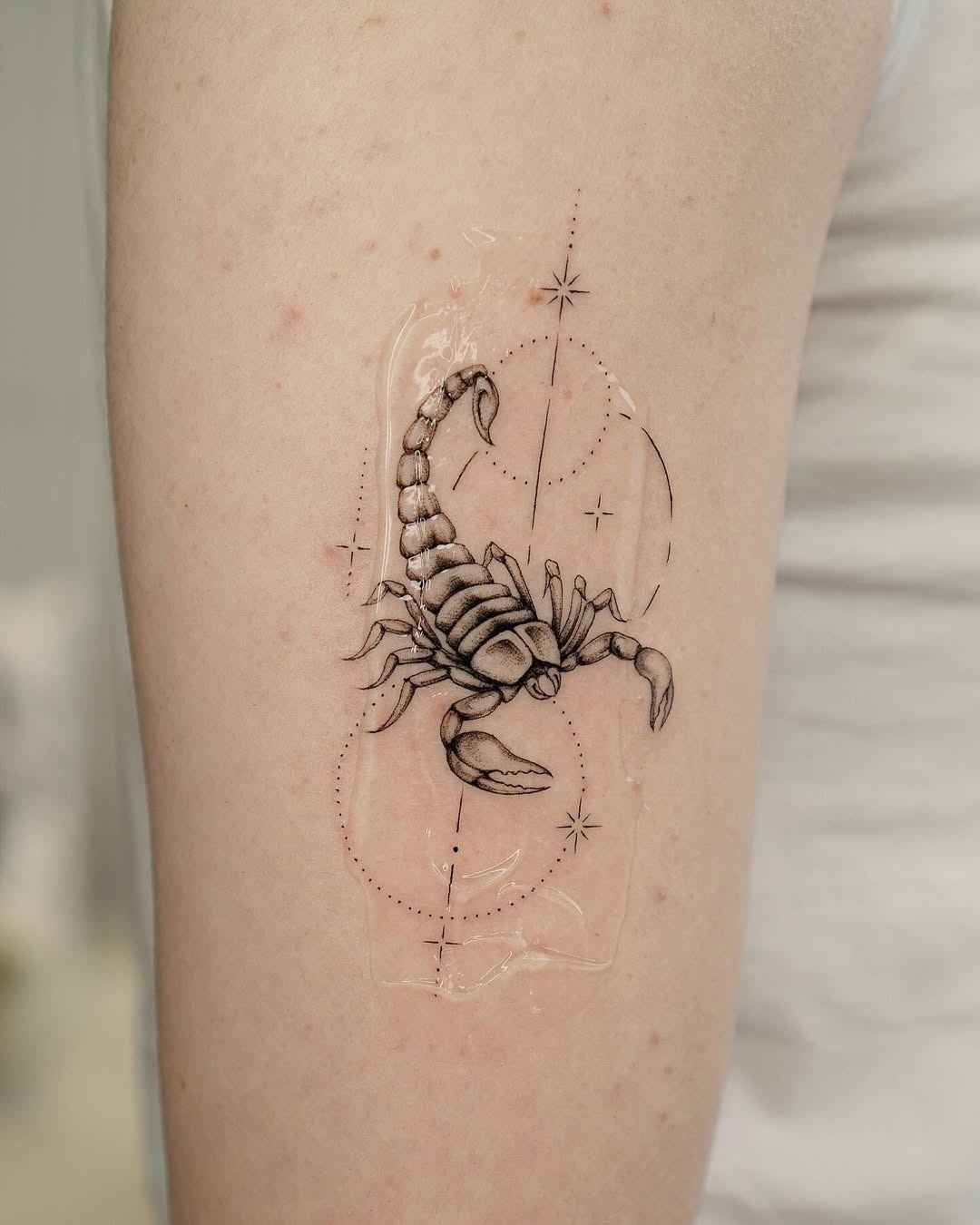 Bold Scorpio Tattoo with Star Alignments Tattoo Design