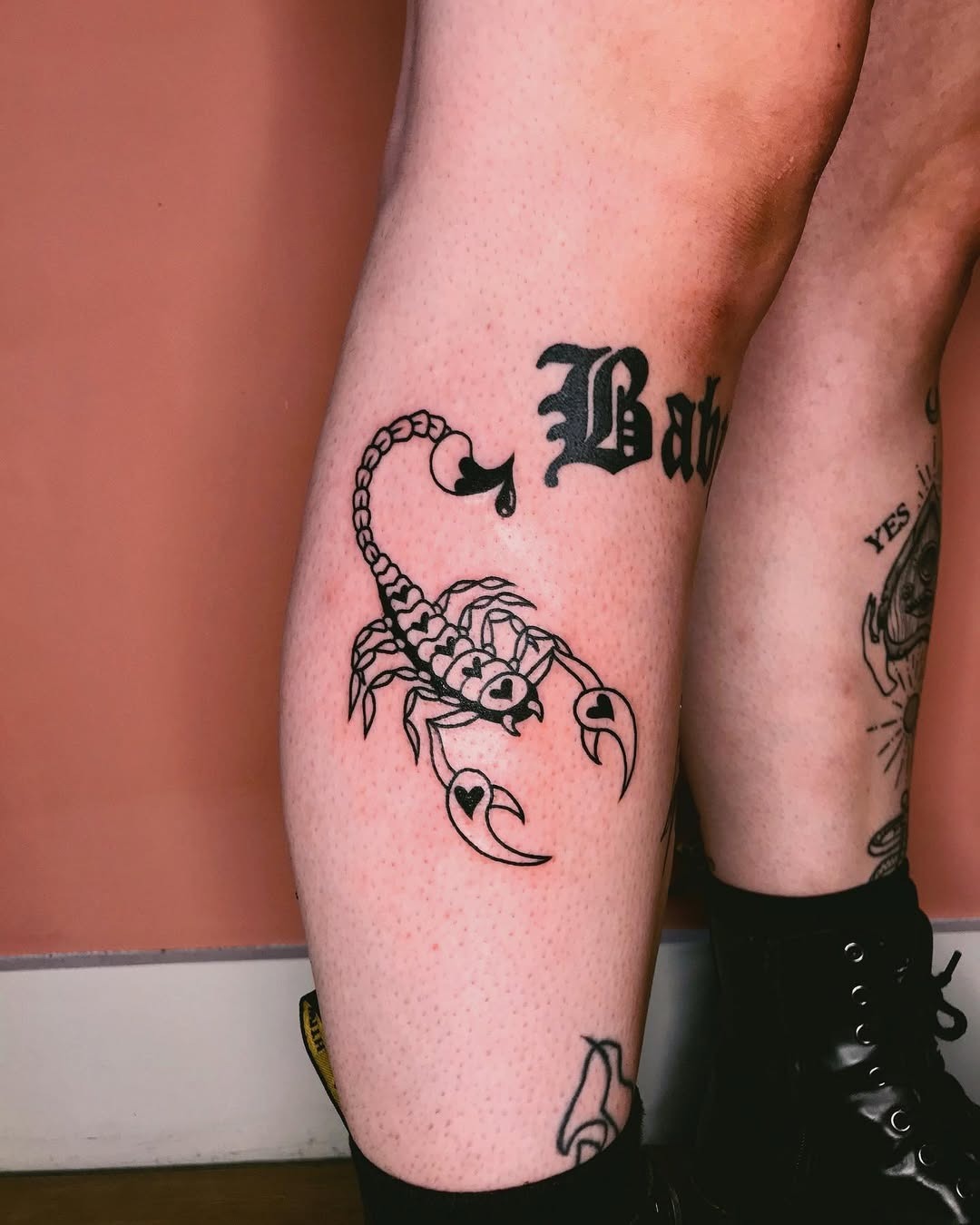 Bold scorpion tattoo with heart details. Tattoo Design